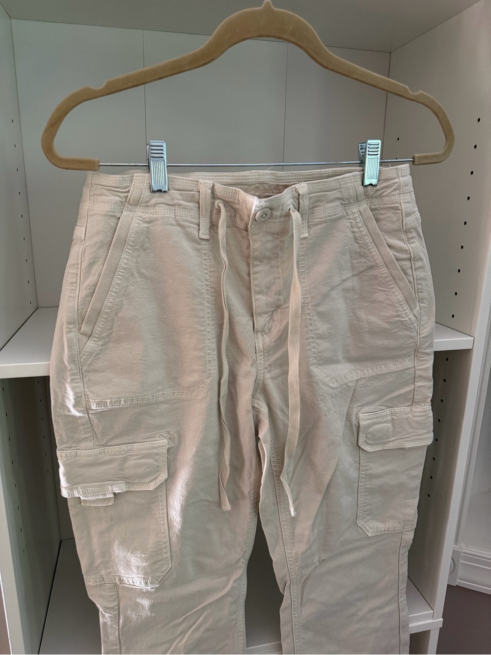 American Eagle Light Beige Cargo Drawstring Pants